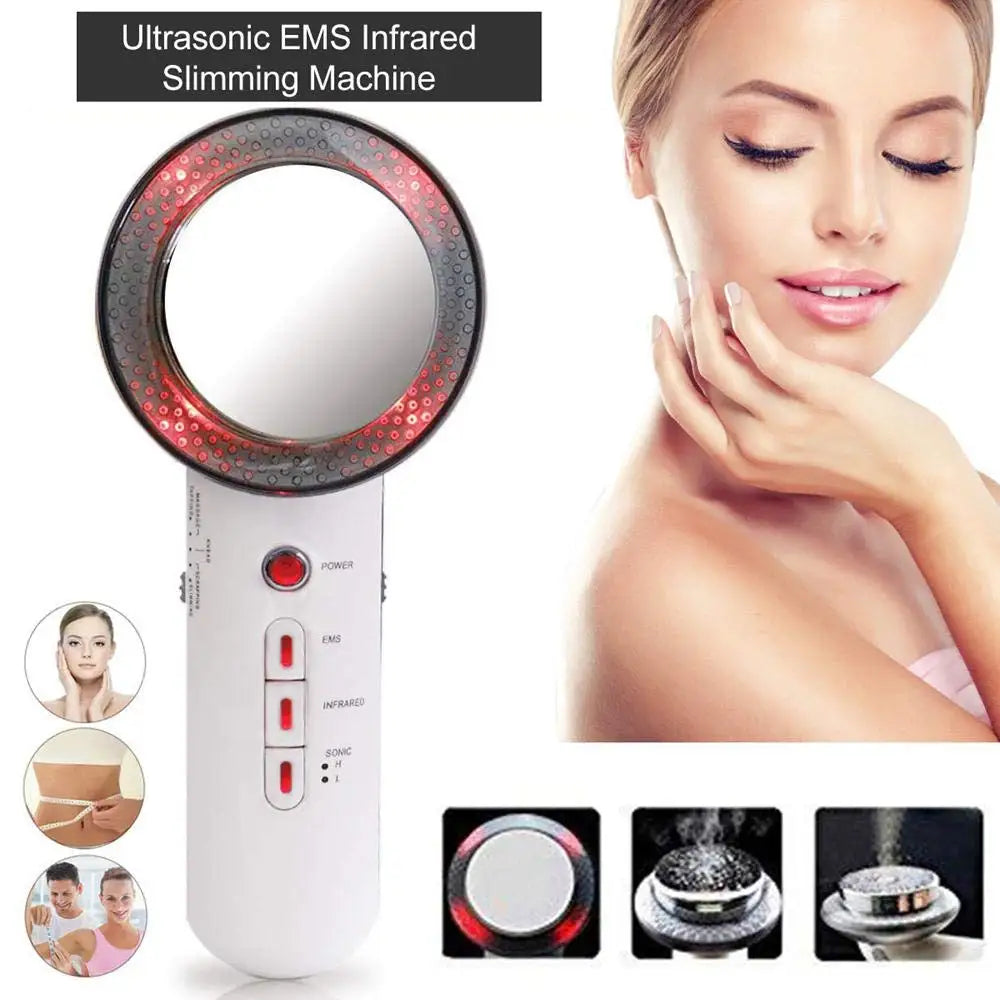 3 in 1 EMS Infrared Ultrasonic Body Massager Ultrasound Slimming Burner V Face Beauty Health Electric Face Lifting Machine