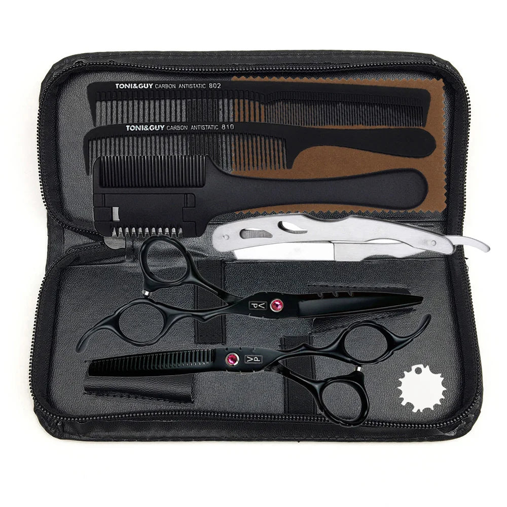 440C Japan Professional Hairdressing Scissors Cutting Thinning Shears Hair Scissors Kit Right Hand Barber Scissors