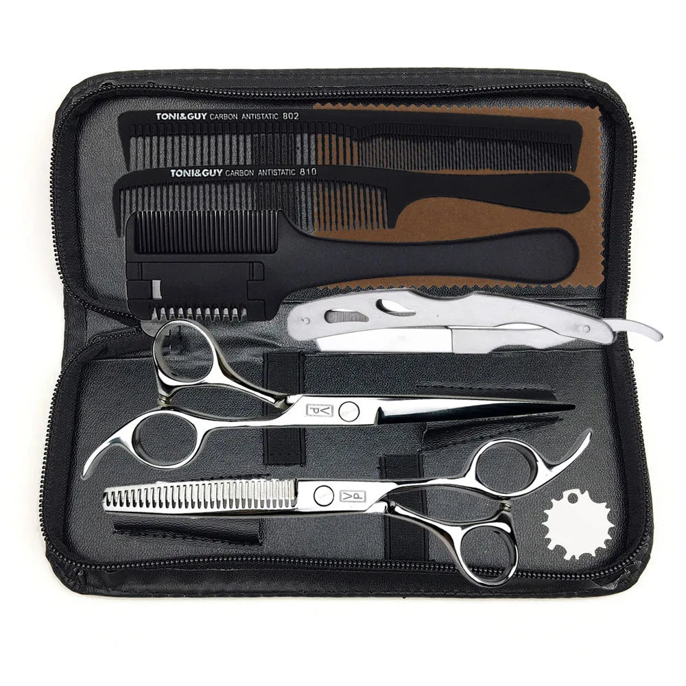 440C Japan Professional Hairdressing Scissors Cutting Thinning Shears Hair Scissors Kit Right Hand Barber Scissors