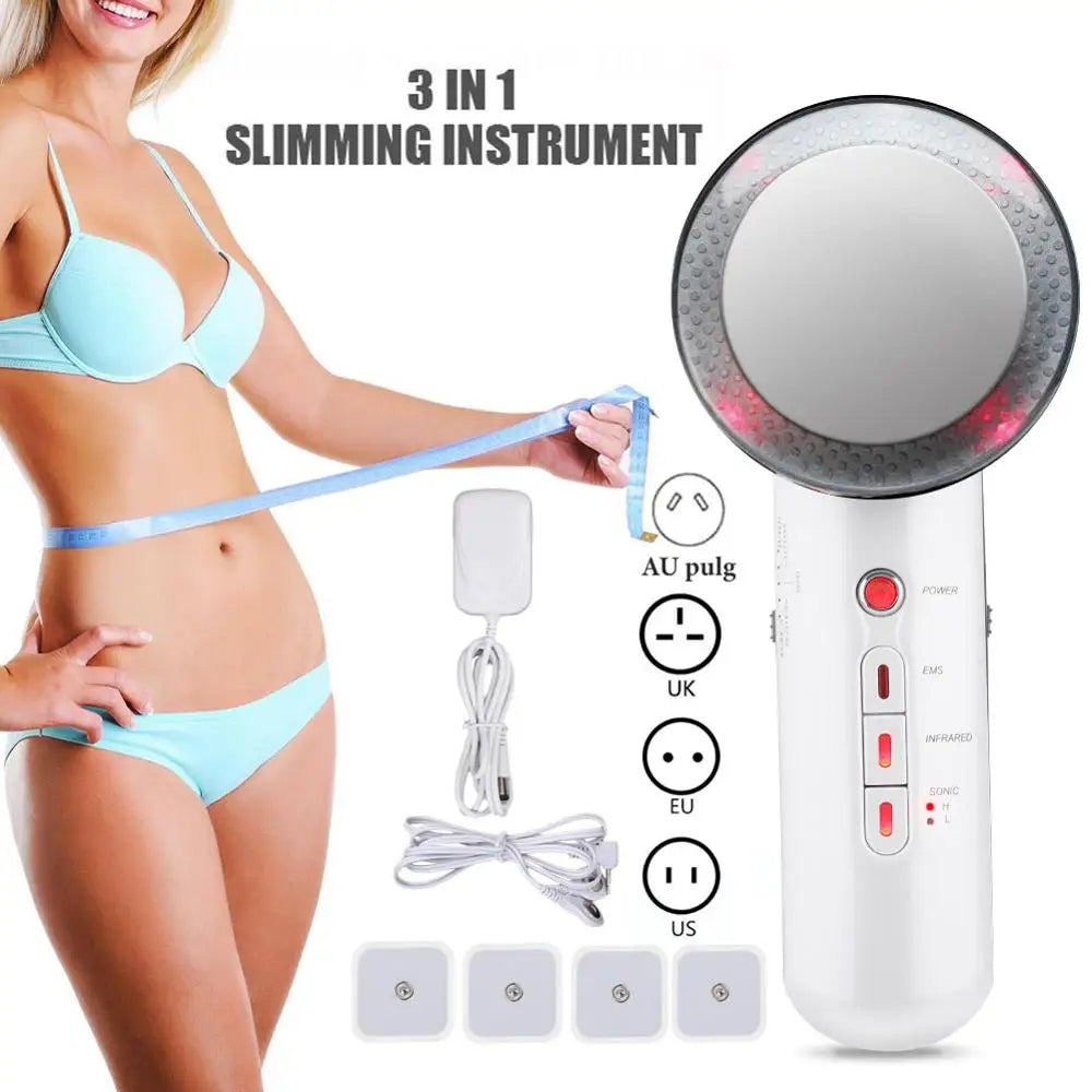 3 in 1 EMS Infrared Ultrasonic Body Massager Ultrasound Slimming Burner V Face Beauty Health Electric Face Lifting Machine