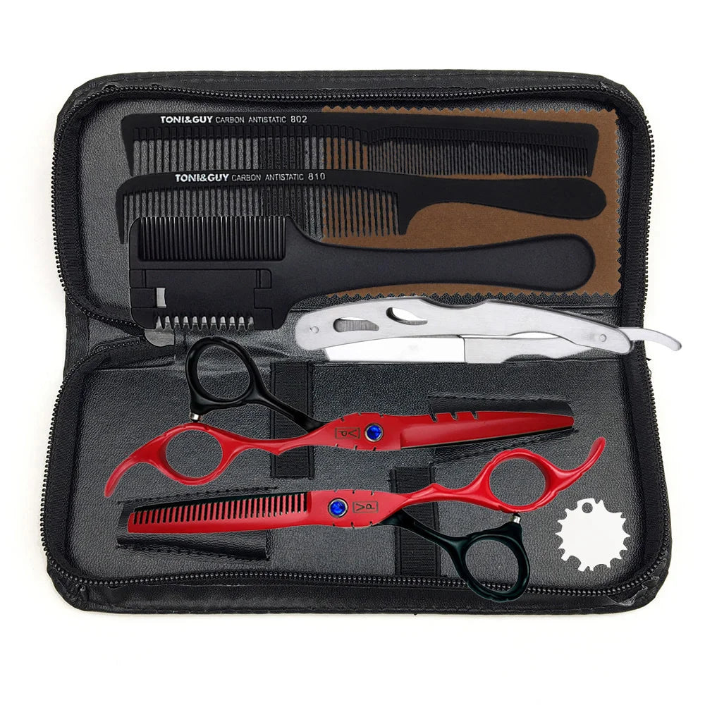 440C Japan Professional Hairdressing Scissors Cutting Thinning Shears Hair Scissors Kit Right Hand Barber Scissors