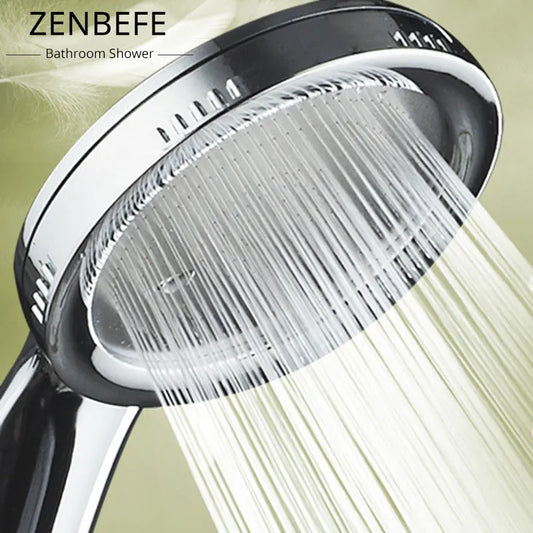 ZENBEFE 1PC Pressurized Nozzle Shower Head ABS Bathroom Accessories High Pressure Water Saving Rainfall Chrome Shower Head