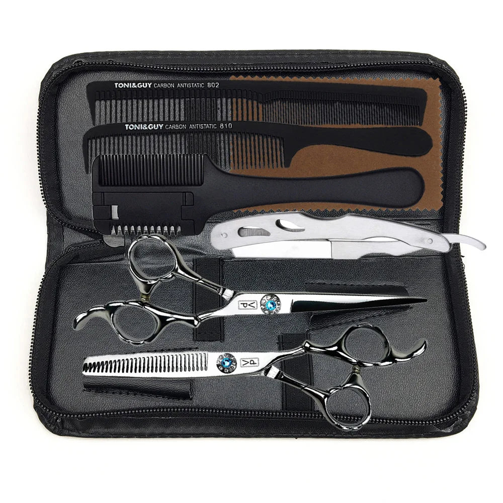 440C Japan Professional Hairdressing Scissors Cutting Thinning Shears Hair Scissors Kit Right Hand Barber Scissors