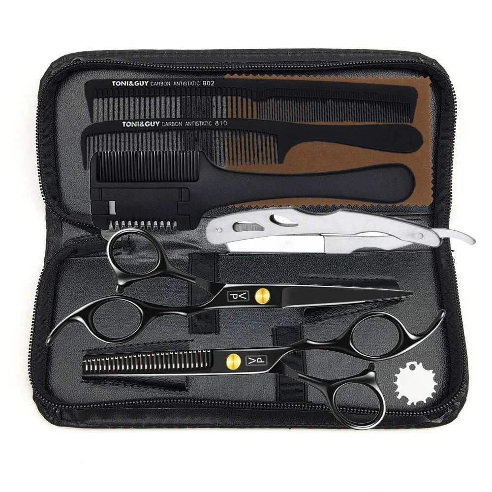 440C Japan Professional Hairdressing Scissors Cutting Thinning Shears Hair Scissors Kit Right Hand Barber Scissors