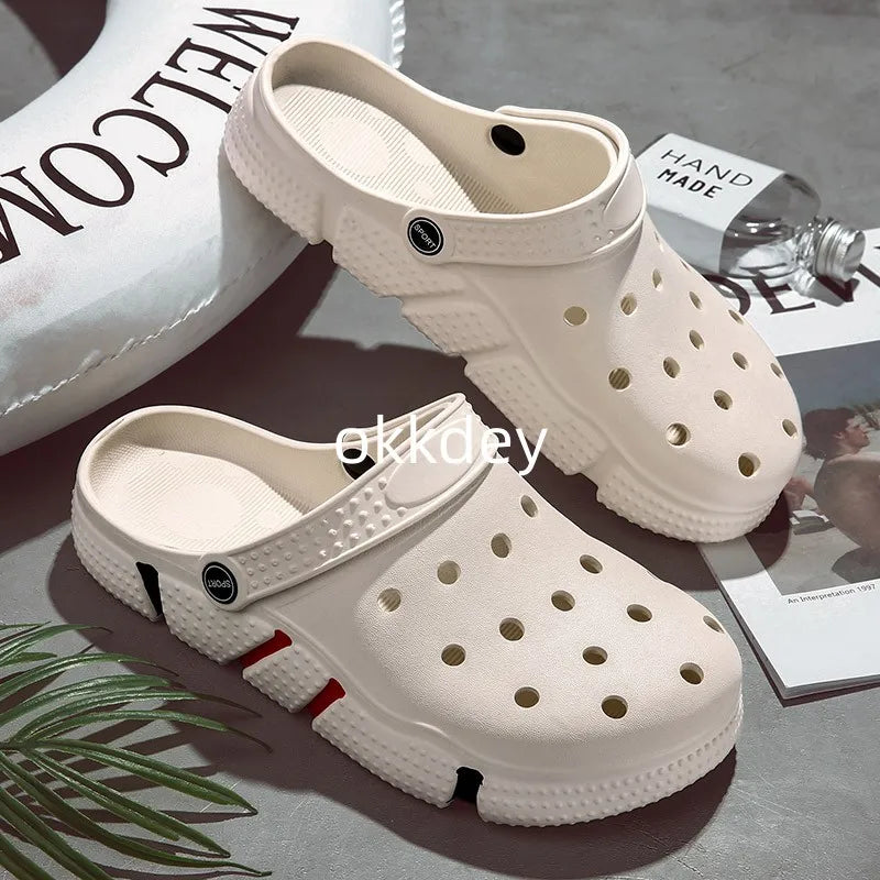 2023 New In Summer Men's Slippers Anti Slip Wear-resistant Hole Shoes Couple Sandals Outdoor Sports Baotou Slippers Beach Shoes