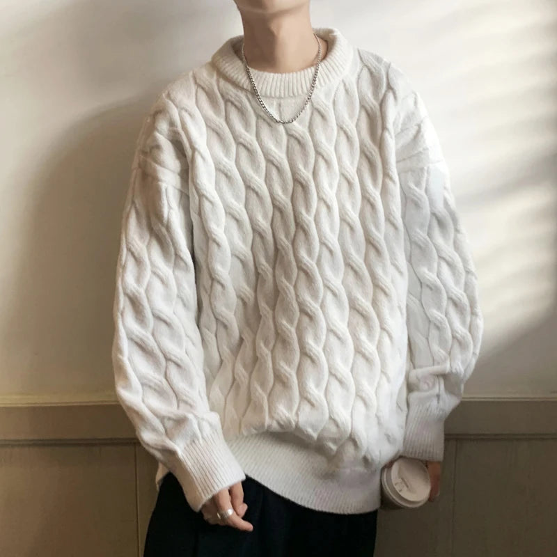 2023 New Men's Fashion Casual  Sweater Men's Solid Outdoor Warm Pullover KnitSweater  Men Clothing