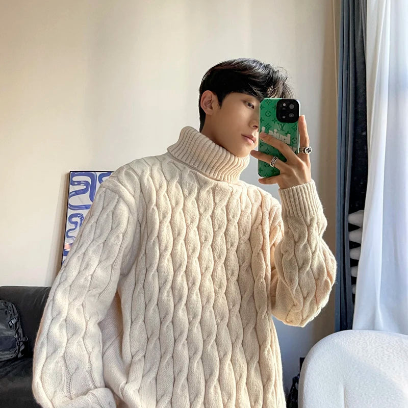 2023 New Men's Fashion Casual  Sweater Men's Solid Outdoor Warm Pullover KnitSweater  Men Clothing