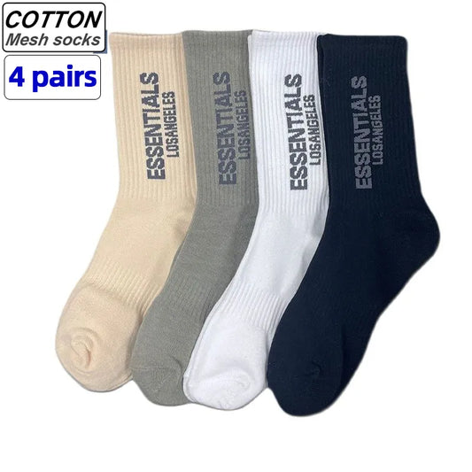 Essentials Socks Men Sports Breathable Socks Long Tube Cotton Socks Skateboard Casual Men and Women Couples Fashion Hip-hop Sock